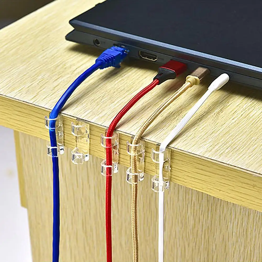 Cable Holders For Cords Set Of 20pcs No Drilling Cord Management Desktop Wire Organization For USB Cables Ethernet Cables Mouse