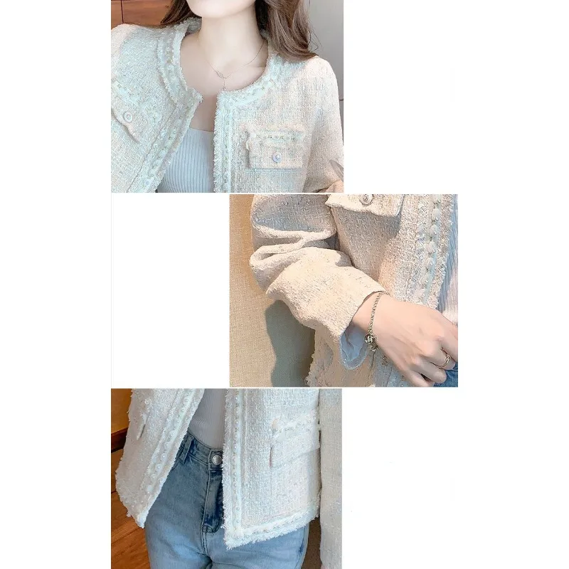 Small Fragrance Short Coat Women Spring and Autumn Outwear High Sense Overcoat Loose Round Collar Temperament Jacket New 2024