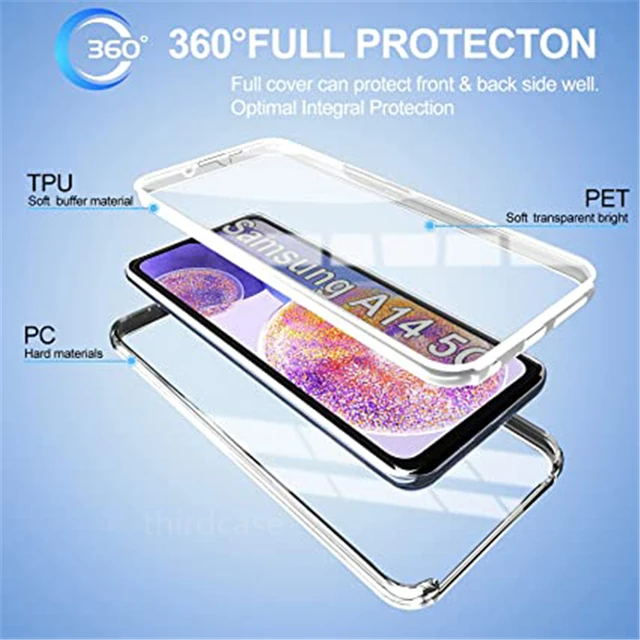 Smsung A14 Fundas 360° Silicone TPU Front + PC Back Case For Samsung Galaxy  A14 A 14 Double Transparent Protect Full Body Cover - AliExpress