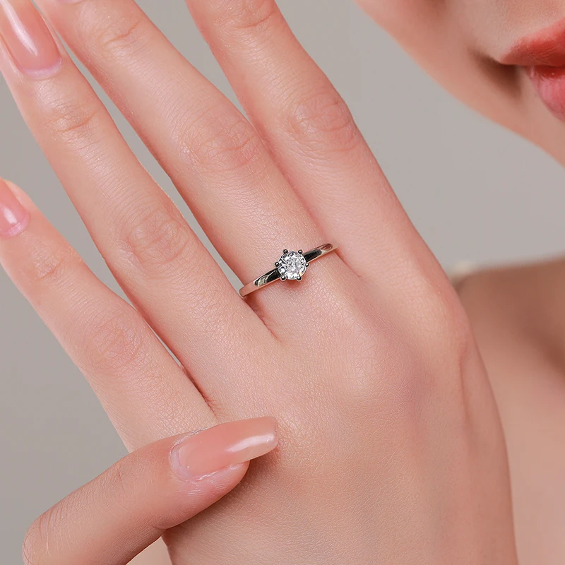 Modian 925 Sterling Silver Classic Simple Round Clear CZ Finger Rings Size 5 6 7 8 9 For Women Wedding Statement Jewelry Gifts silver ring,wedding rings,silver rings