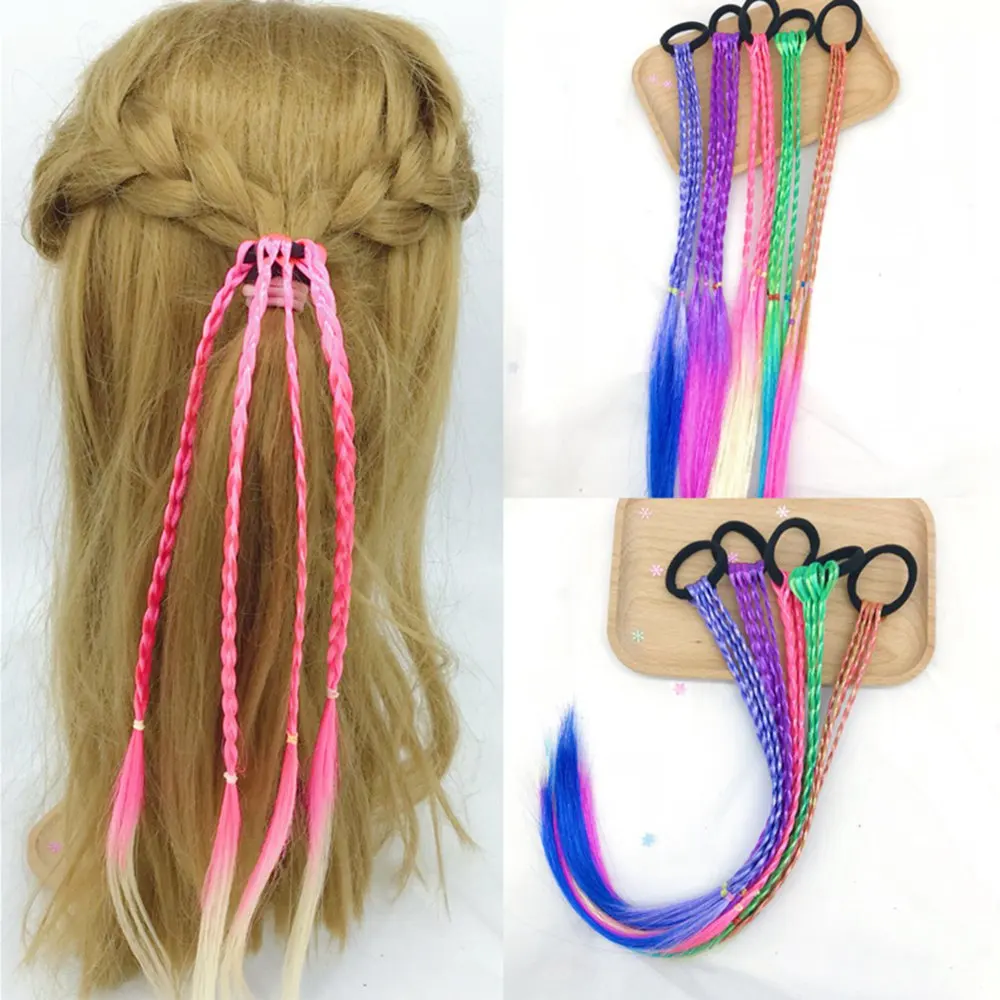 

5pcs Girl Hair Extension Accessories-Rubber Elastic Hair Band Hairstyle Ponytail Braid Twist Colorful Wig Girl Dress dreadlock