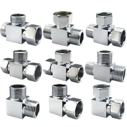 1PCS 1/2 BSP All Copper Plated Union Tee Angle Valve Elbow Butt Joint Adapter Adapter Coupler Plumbing Fittings