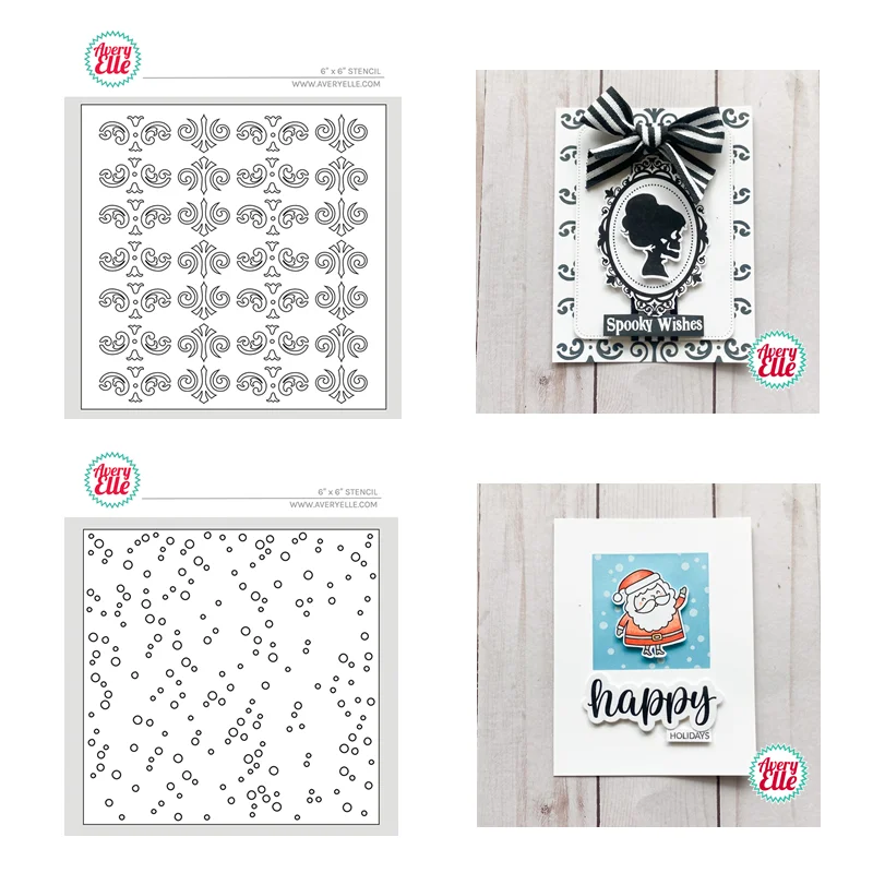 

New 2023 Gothic Random Dots Stencils for Paper Making Scrapbooking Frame Card no Cutting Dies Clear Stamps