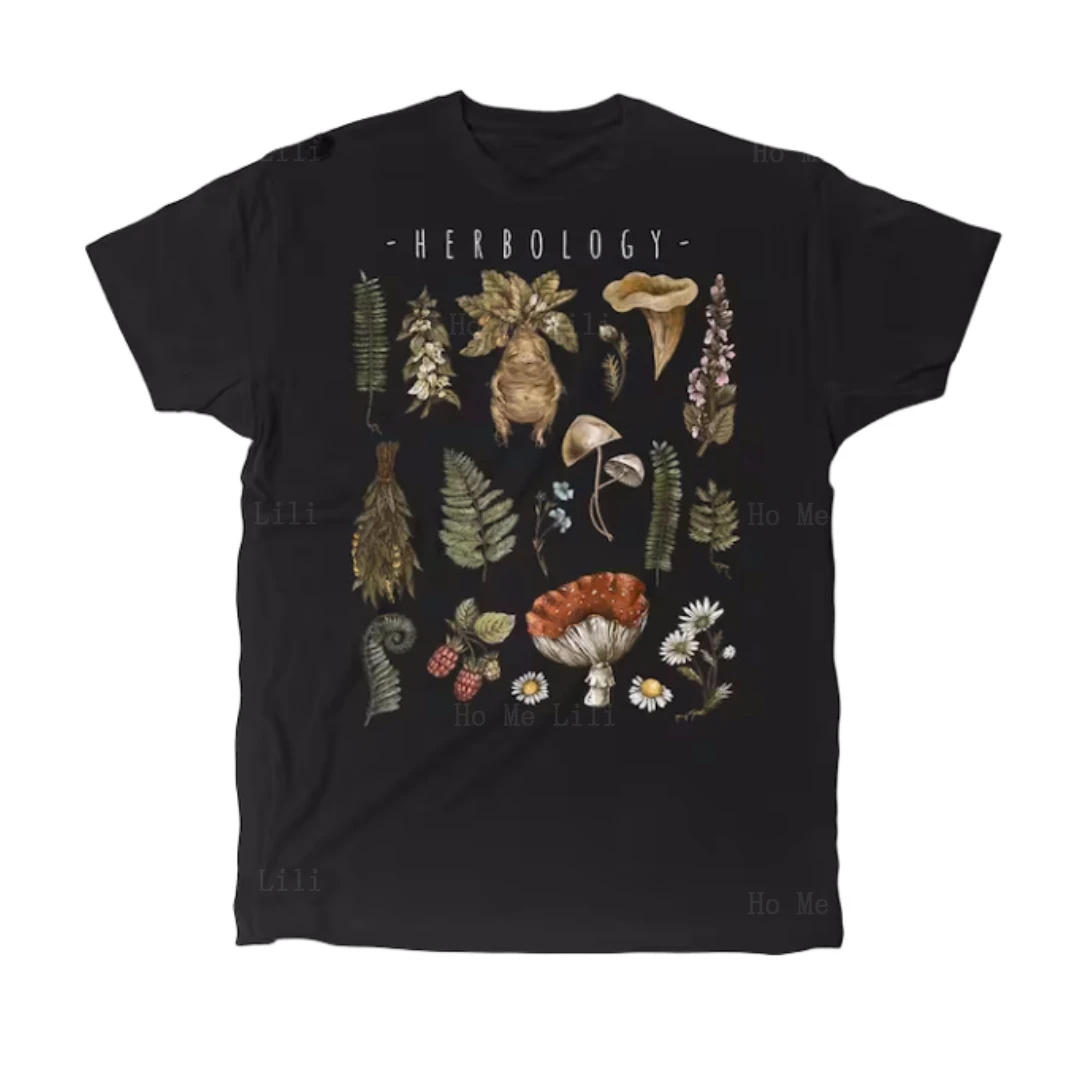Herbotology Ladies Shirt Tee Vintage Graphic Design Herbs Estetica Natura Piante Funghi Fiori Idea Regalo Unisex