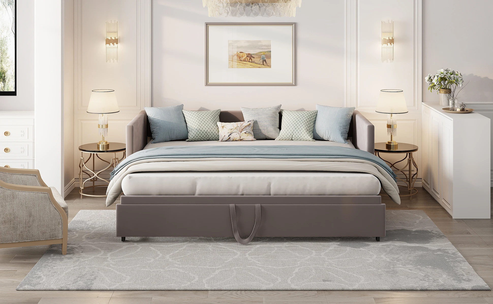 Rosahqnda Schlafsofa 90/180*200 cm, faltbares Einzelbett, Doppelbett, gepolstertes Schlafsofa für Schlafzimmer, Wohnzimmer, Samt – Detail 21