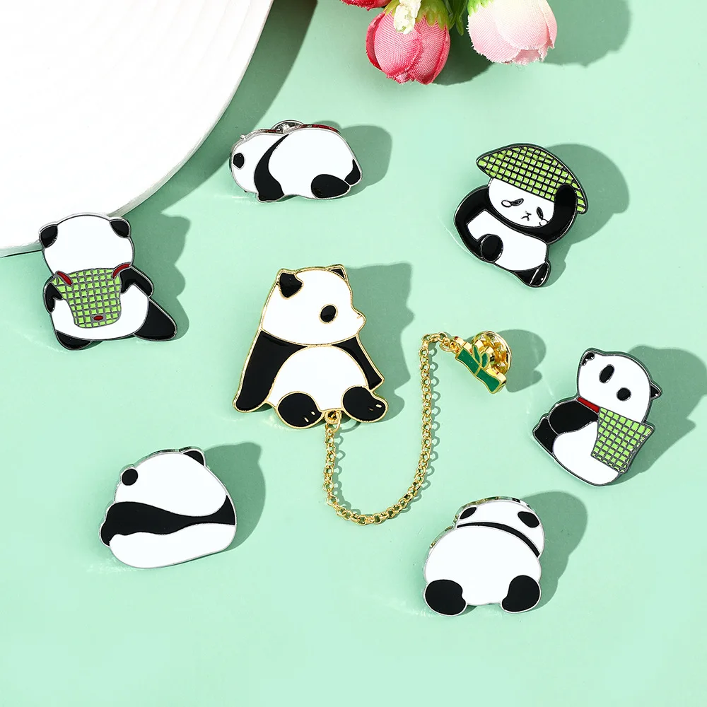 

Cartoon Lovely Panda Theme Enamel Pins Cute Kawaii Animal Badges Brooches for Women Men Kids Accessories Gifts