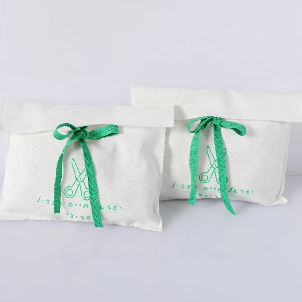 Custom Logo Printing cotton Envelope Cosmetic Gift Packaging Bag With Bow Luxury Jewelry Pouch