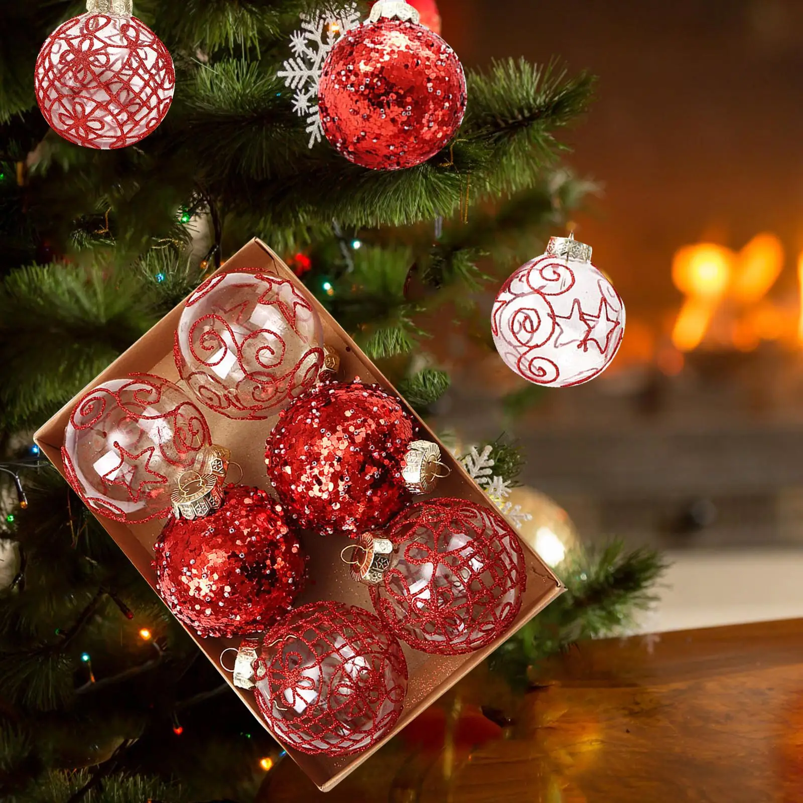 thumbnail image 1 of 6x Bolas de Navidad Decorativas 8cm Bolas Decorativas Bolas de Navidad Colgantes Charm, 1 of 5