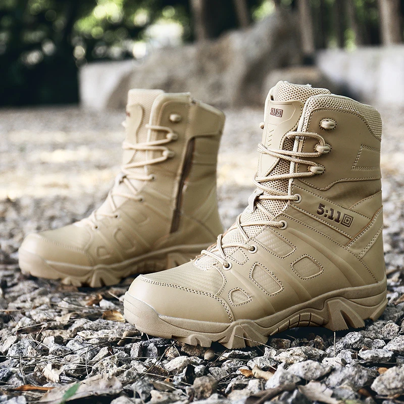Mens Boots Fashion Desert Tan Work Water Proof Climb Side Zipper Design Ankle Platform Plus Size39-47 outdoor boots,men leather boots