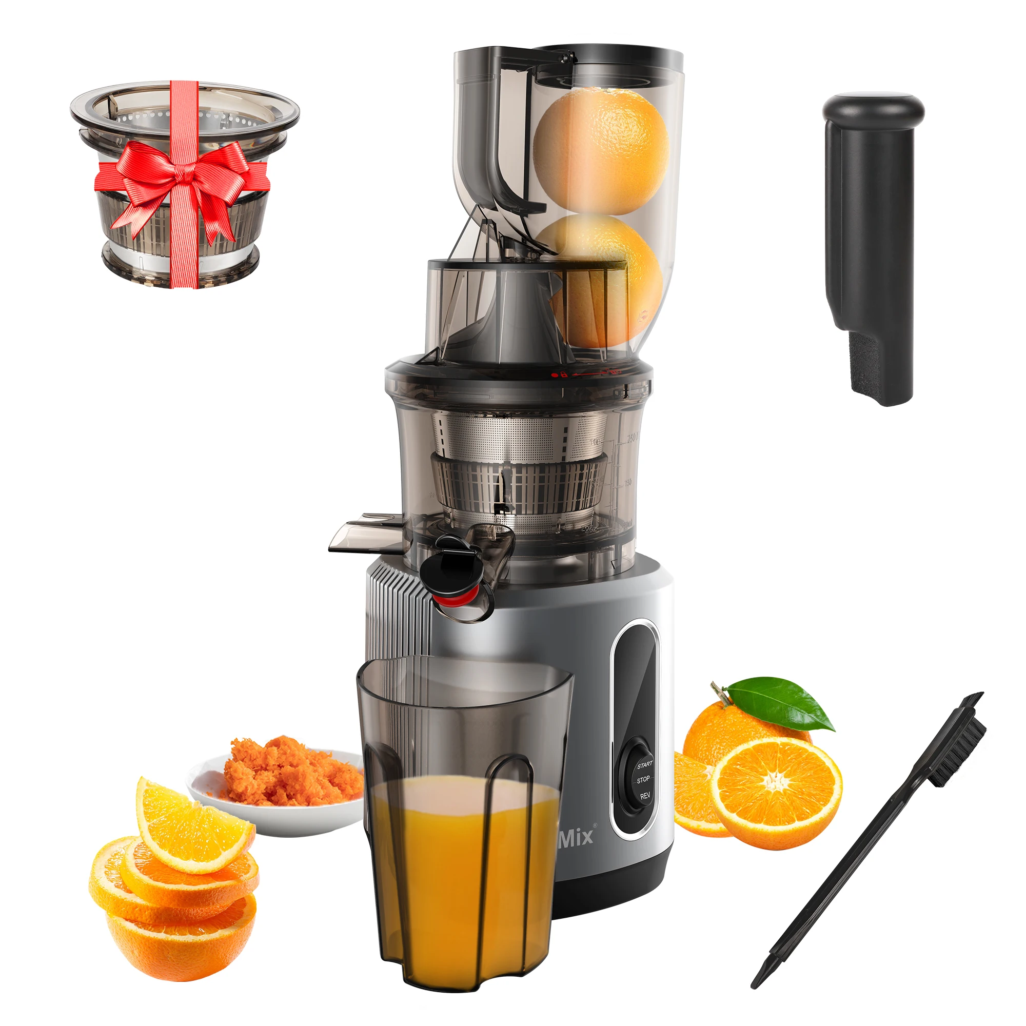 Cold Press Juicer with 75mm Feed Chute, 200W 40-65RPM Powerful Motor Slow Masticating Juice Extractor Fits Whole Fruits upgrade 3d printer parts dual gear direct feed extruder kit with stepper motor mk8 direct extruder for ender 3 ender 3v2 cr10