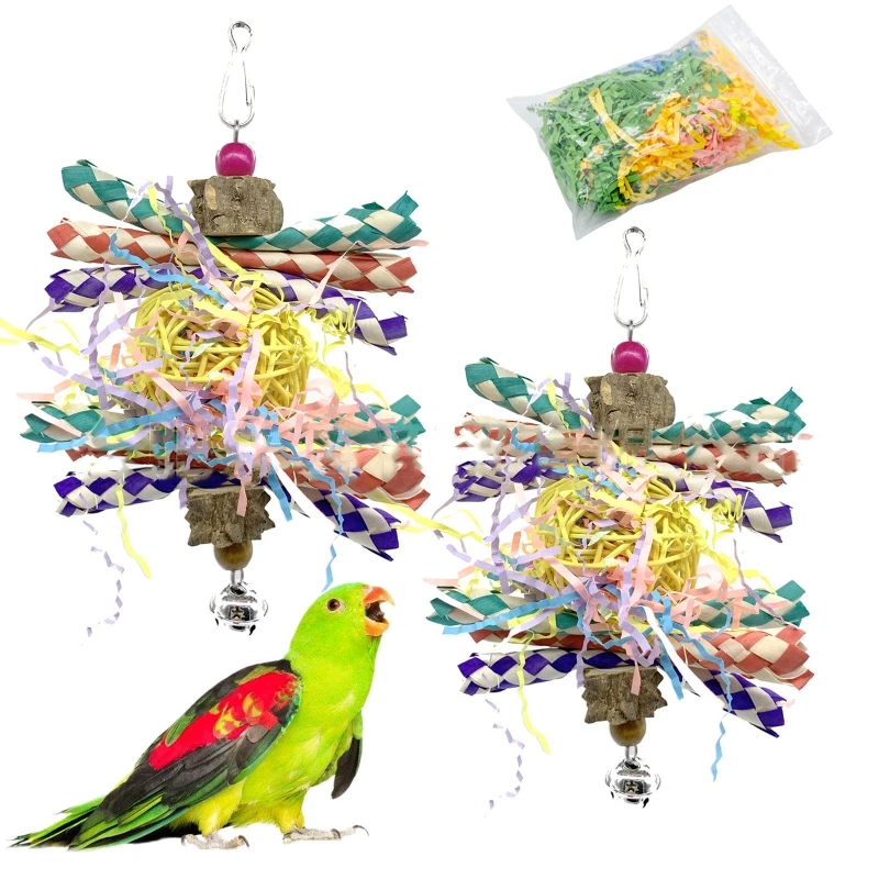 

Bird Chew Toy Chewing Multicolor Raffia for Chinchillas Guinea Pigs Squirrels Timothy Oral Care Improves Dental for Heal