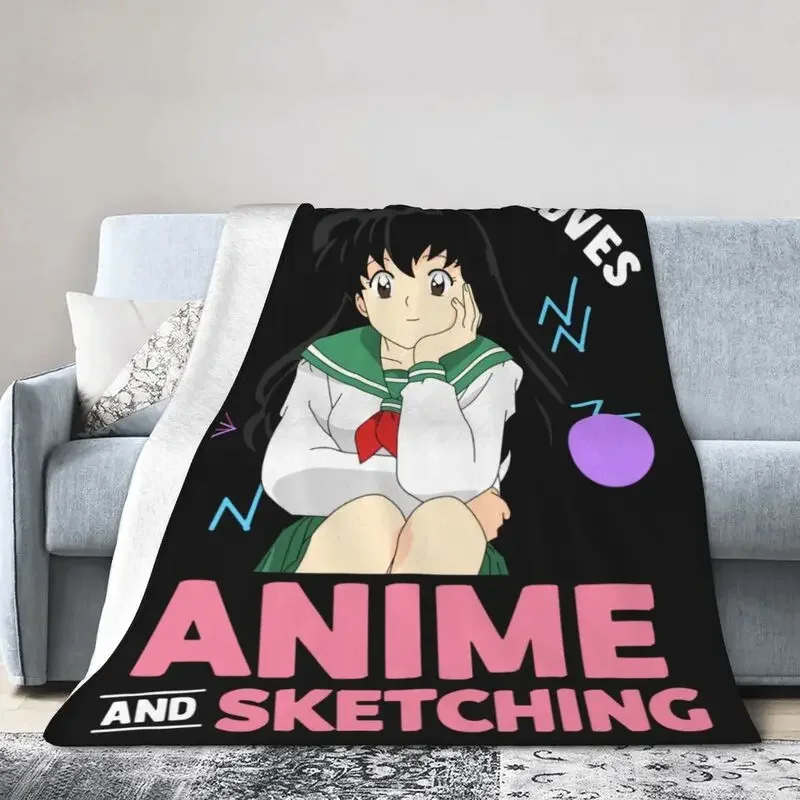 

Inuyasha Kagome Higurashi Blankets Comfortable Soft Flannel Autumn Sesshoumaru Anime Cartoon Throw Blanket for Couch Outdoor Bed