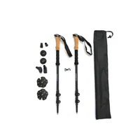 FX-Aluminum Alloy Outdoor Walking Stick with Cork Handle, 3 Section External Lock, Telescopic, Portable, Mountaineering, FSTAR 1