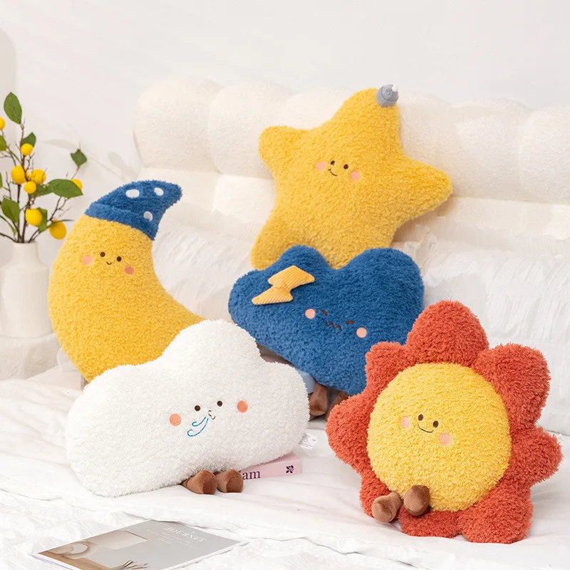 Hot Cartoon Sky Plush Doll Pillow Cute Dark Clouds Sun Moon Stars Rainbow Toy Home Decoration Gift For Boys And Girls