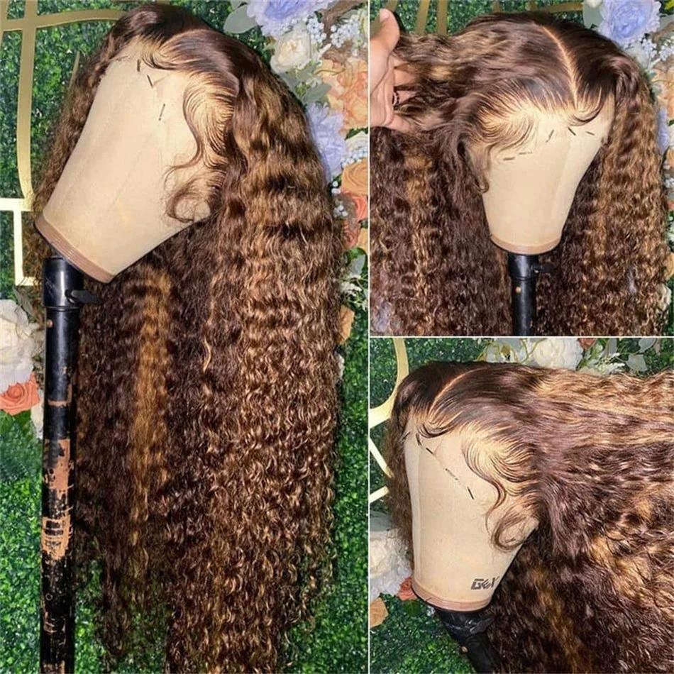 Meodi 13x6 Highlight Ombre Lace Frontal Wig Curly Human Hair Wigs 4/27 Colored 13x4 Deep Water Wave Lace Front Wig 4x4
