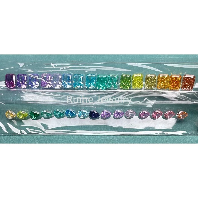 

Ruihe One Group of Sale Radiant Shape7x9mm and Pear Shape 5x7mm Cubic Zirconia Stone Crushed Ice Cut Gemstones for Jewelry