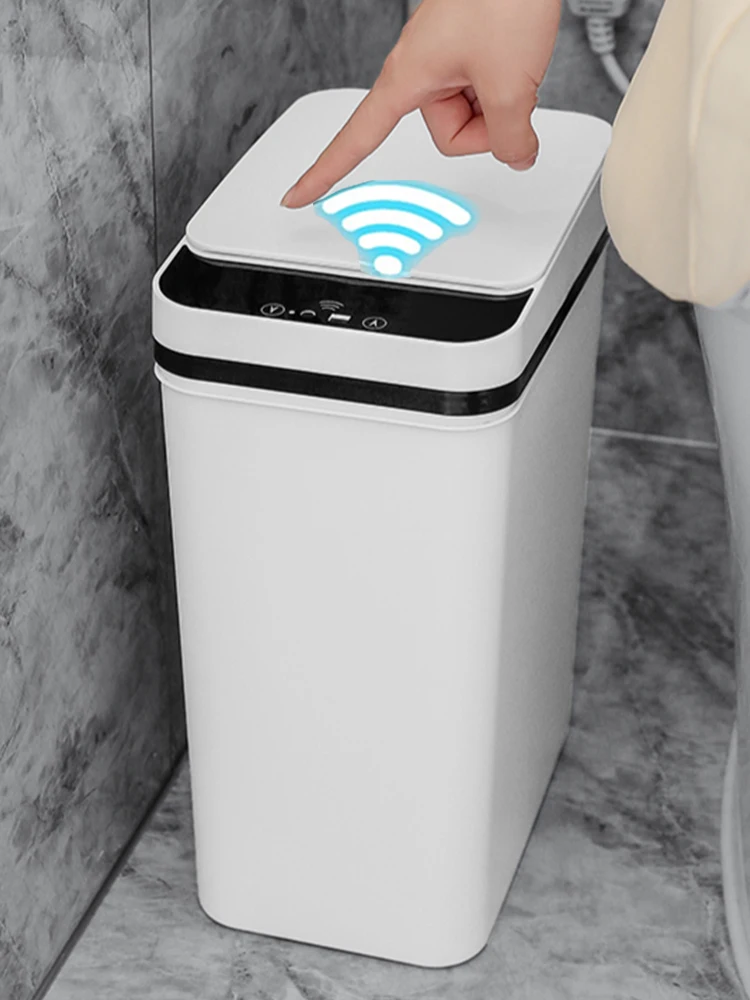 Waterproof Plastic Touchless Trash Can for Kitchen Bathroom