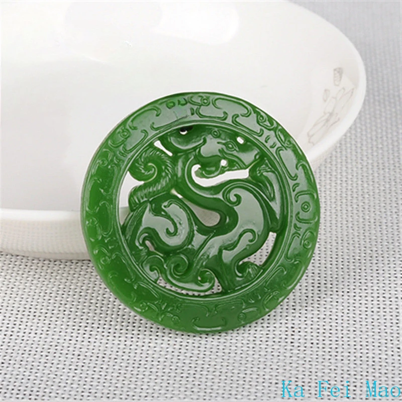 Natural Hetian Jasper Retro Dragon Jades Pendant Genuine Fine Carved Hollow Dragon Men & Women Pendant Necklace Holiday Gift pendant necklace jasper pendant