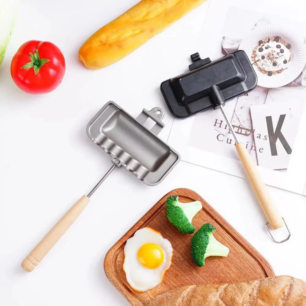 

Double-Sided Sandwich Pan Non-Stick Foldable Grill Frying Pan For Breakfast Machine Pancake Maker Portable Durable Kitchen Tools