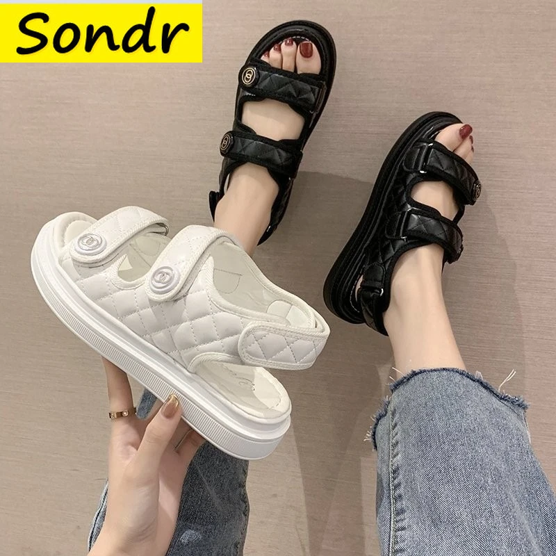 Sandalias deportivas para mujer, zapatos informales de diseñador, Sandalias planas gruesas, oferta, de mujer| - AliExpress