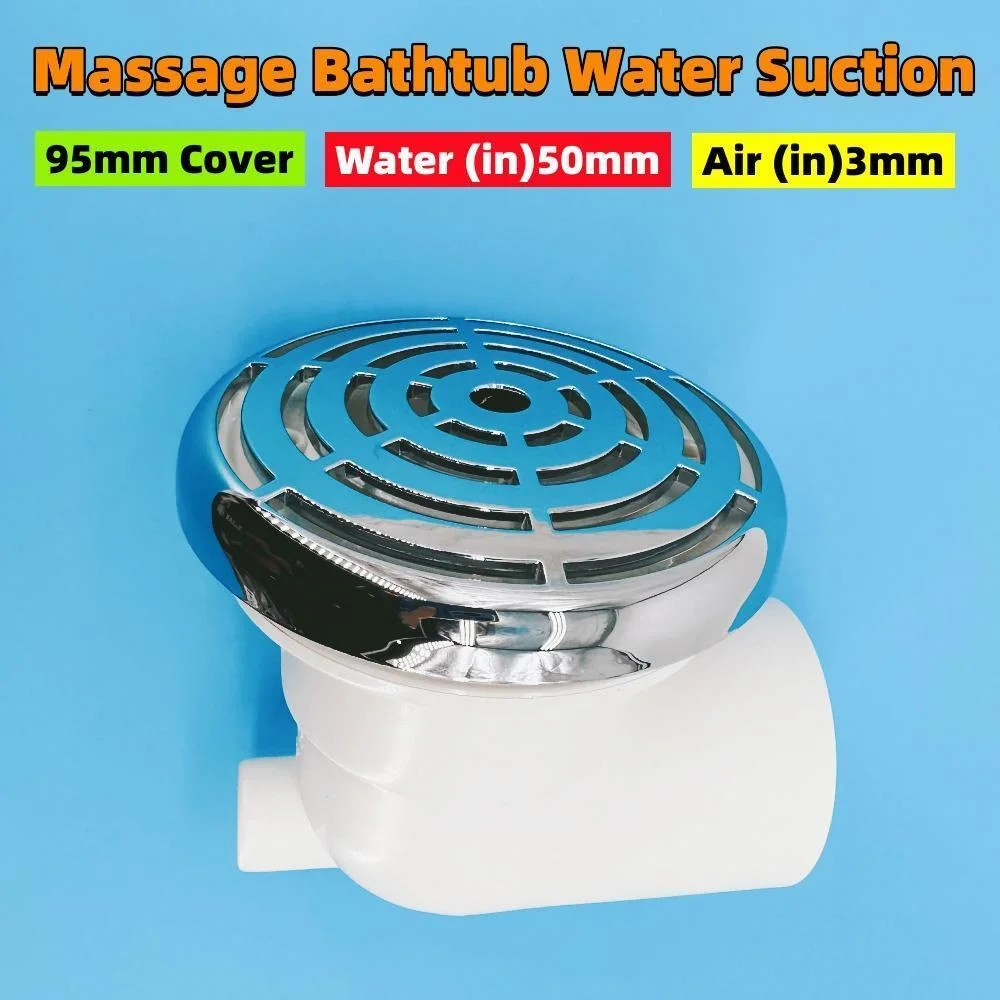 50mm Water 95mm Cover Ring Shape Bathtub Backwater Suction Chromed Cover PVC Body Cobweb Shape Massage Bathtub Suction Drainer bathroom hardware accessories,plumbing tool