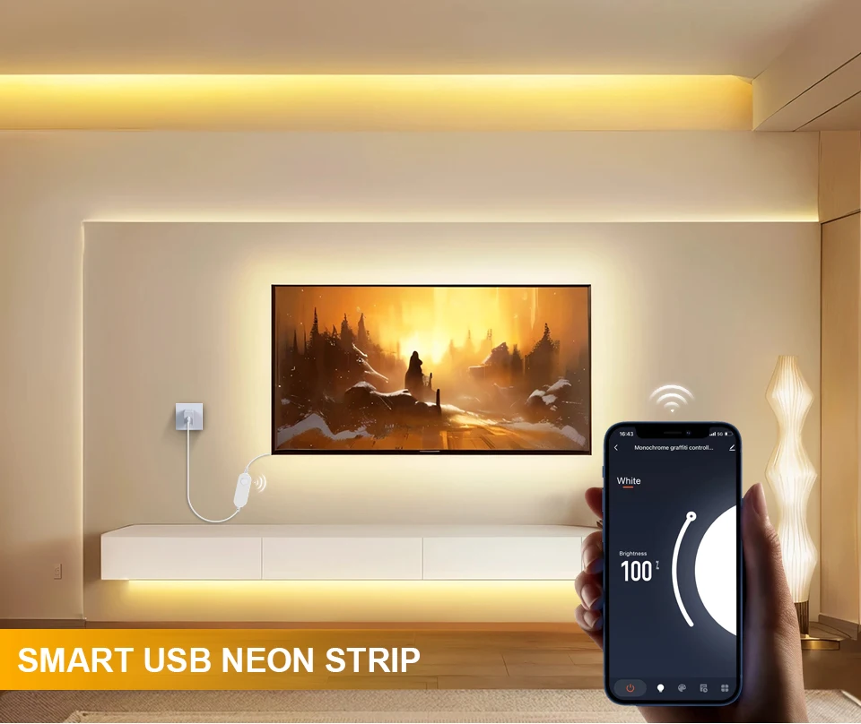 Description Picture 2 of itemTuya Smart WiFi APP DC 5V USB COB Light LED Strip Neon Silica Gel Tape Backlight DIY Home Decoration work with Alexa Google Home