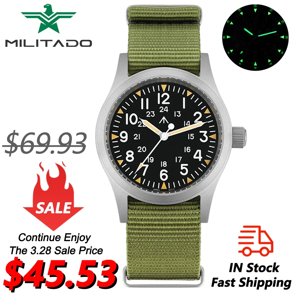 Militado ML05 38mm Vintage Quartz Watch VH31 Movement Domed Sapphire Crystal With High Clear AR Coating C3 Luminous Wristwatch high precision fused silica quartz glass optical windows with swir coating 900nm to 1700nm