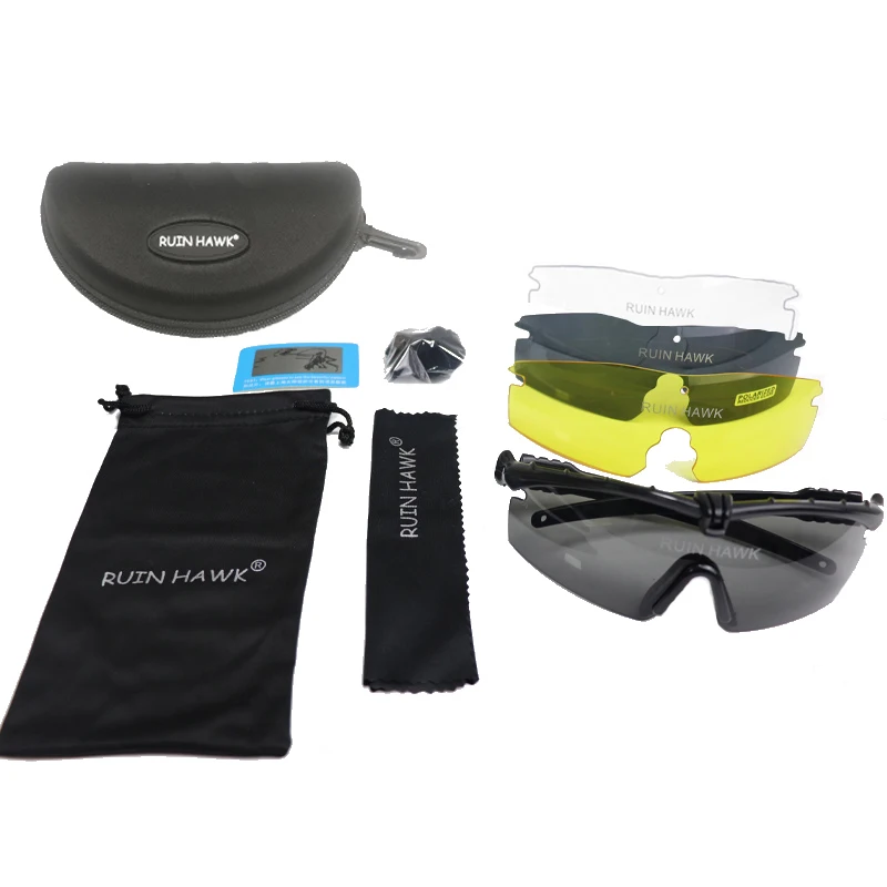 Gafas polarizadas tácticas militares para hombres, gafas de caza, tiro del ejército, gafas de sol para senderismo al aire libre, ciclismo, 4 lentes