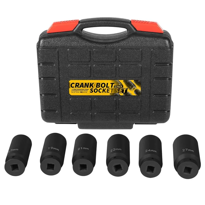 4-Piece Crank Bolt Socket Set - 17mm, 21mm, 22mm, 27mm - 3X Power Impact Sockets For Harmonic Balancer Removal - View #7