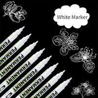 10Pcs Waterproof White Marker Pen Alcohol Paint Oily Tire Painting Graffiti Pens Permanent Gel Pen for Fabric Wood Leather 1.0MM 2