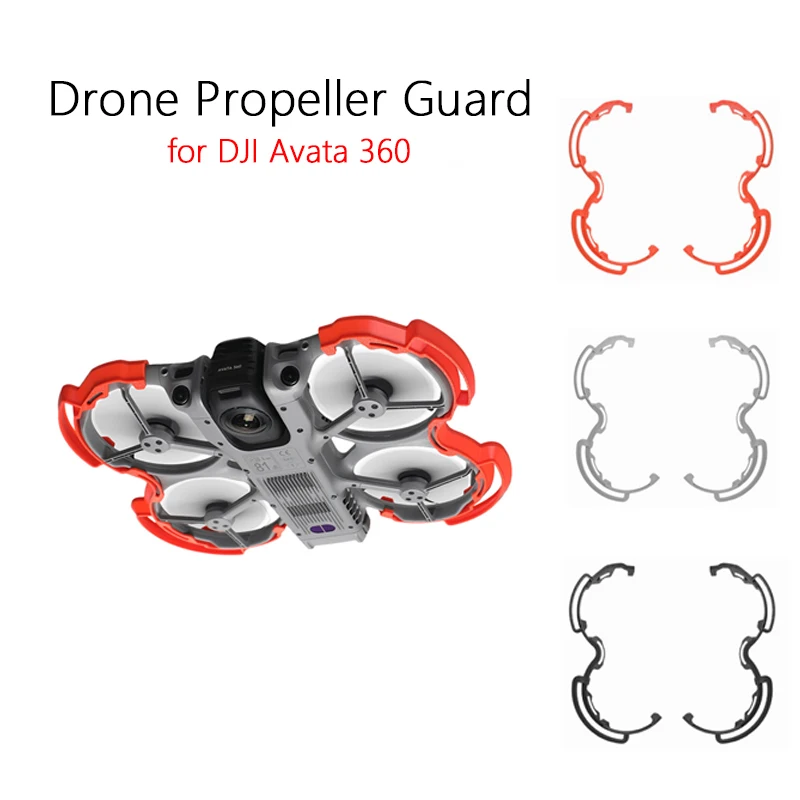 Protection d'hélices DJI Avata 360 montée sur un drone, vue de face avec les hélices visibles.