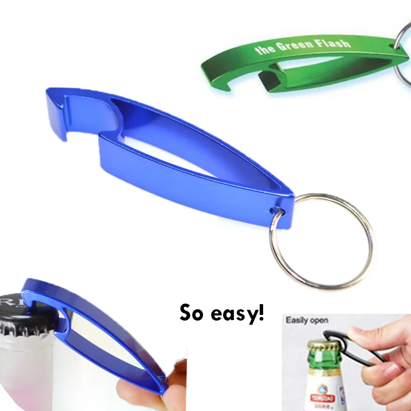 

100pcs/lot Free laser engraved logo aluminum alloy keychain metal beer bottle opener keychain