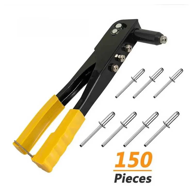Heavy Duty Riveter Set Pop Rivet Gun and 150Pcs Blind Rivets Assortment Kit Hand Tools Rivet Nut Tool rivet gun rivet gun set rivet nut tool pop rivets