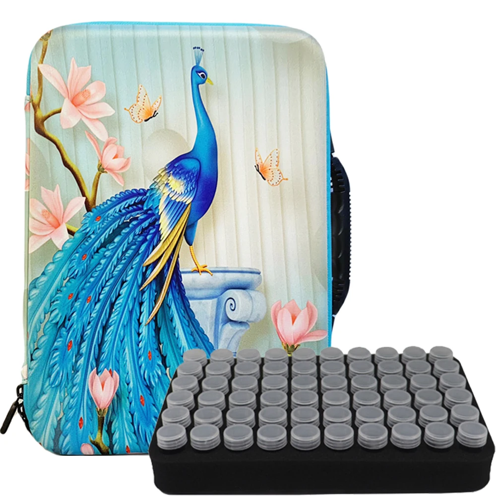 

Peacock Pattern 5D Diamond Painting tools Accessories Container Storage Bag Box Beads Carry Case Diamond Embroidery Tool Handbag