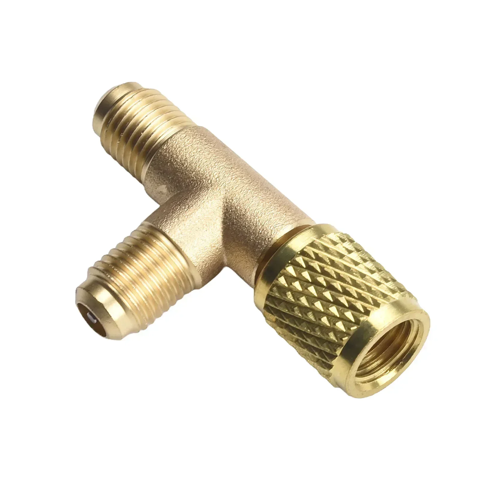 Quick Coupler Tee Adapter Valve Core Tee Adapter Brass 1/4in SAE Air Conditioning Interface 1x Fits R22 R12 R134