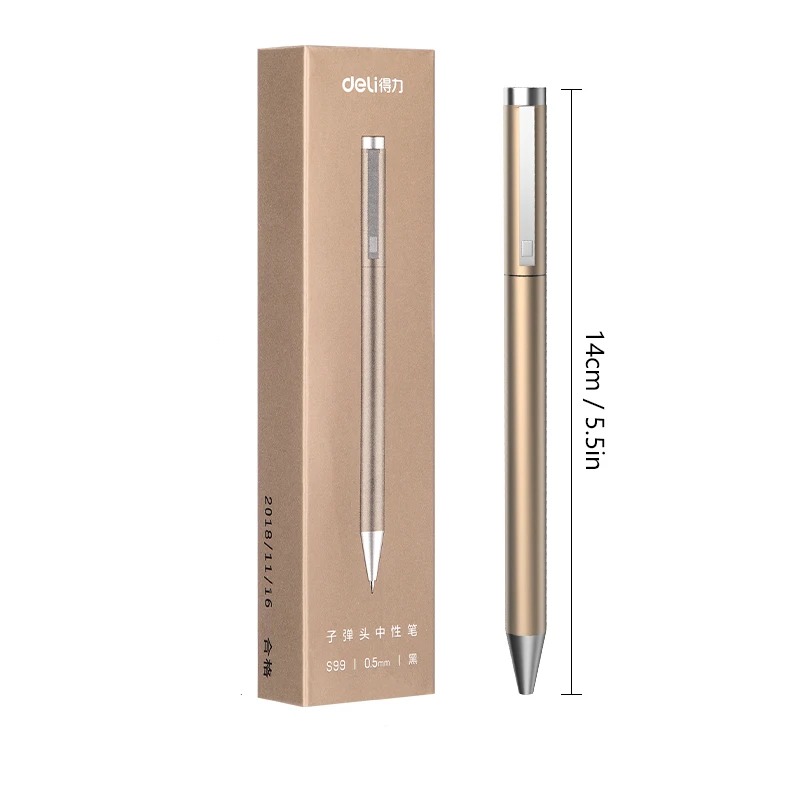 Deli Metal Sign Pen Gel Ink Pens Golden Silver Color Metallic Writing Pen Office Supplies 0.5mm gel pens