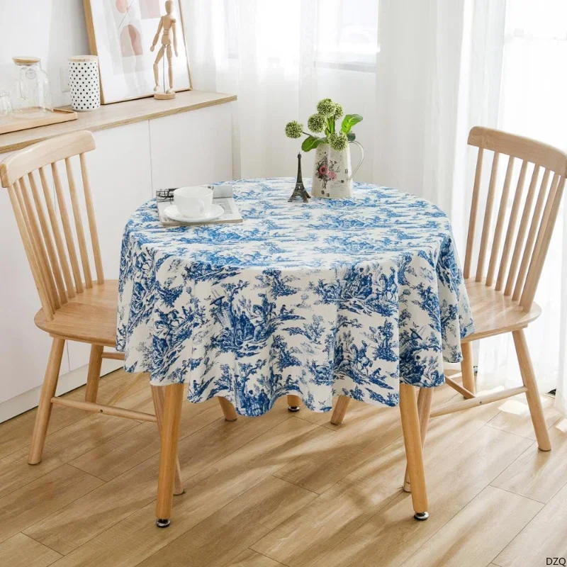 

150cm Linen Cotton Geometric Tablecloth Washable Dining Room Ethnic Bohemian Small Round Coffee Table Decoration Tablecloths