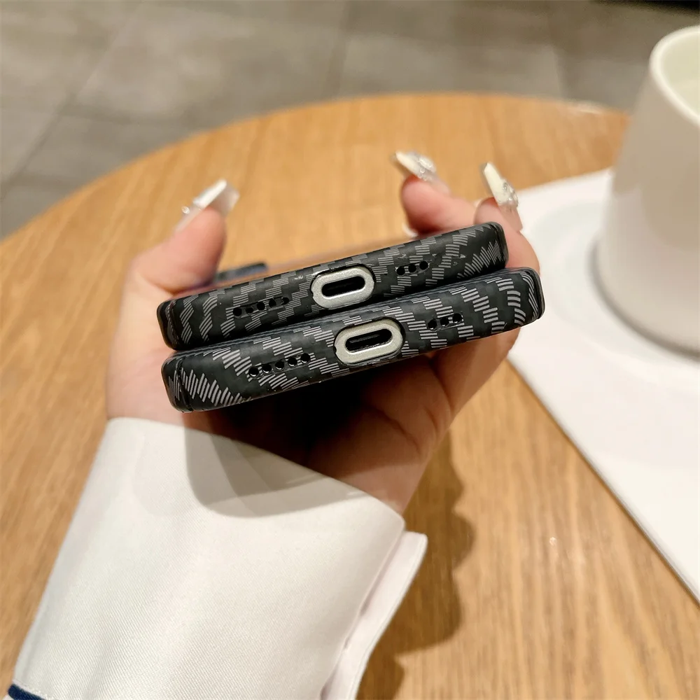 Sleek Magnetic Carbon Fiber Texture Phone Case with Magsafe Compatibility