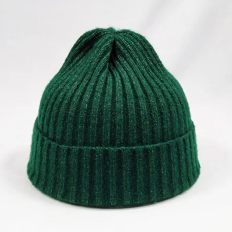 Mixed Color Winter Cap Knit Hat for Men Women Striped Shape Beanies Dark Green Black Blue Yellow