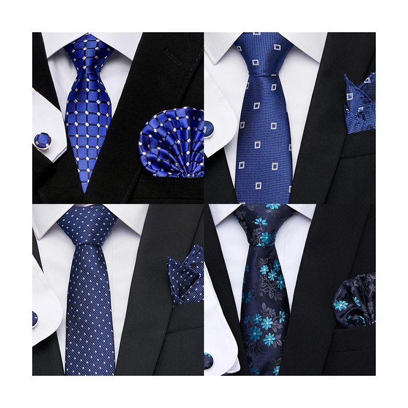 Красивый шелковый подарок ручной работы, галстук, карманные квадраты, набор запонок, галстук, мужской темно-синий галстук в горошек, свадебные аксессуары, День Дурака