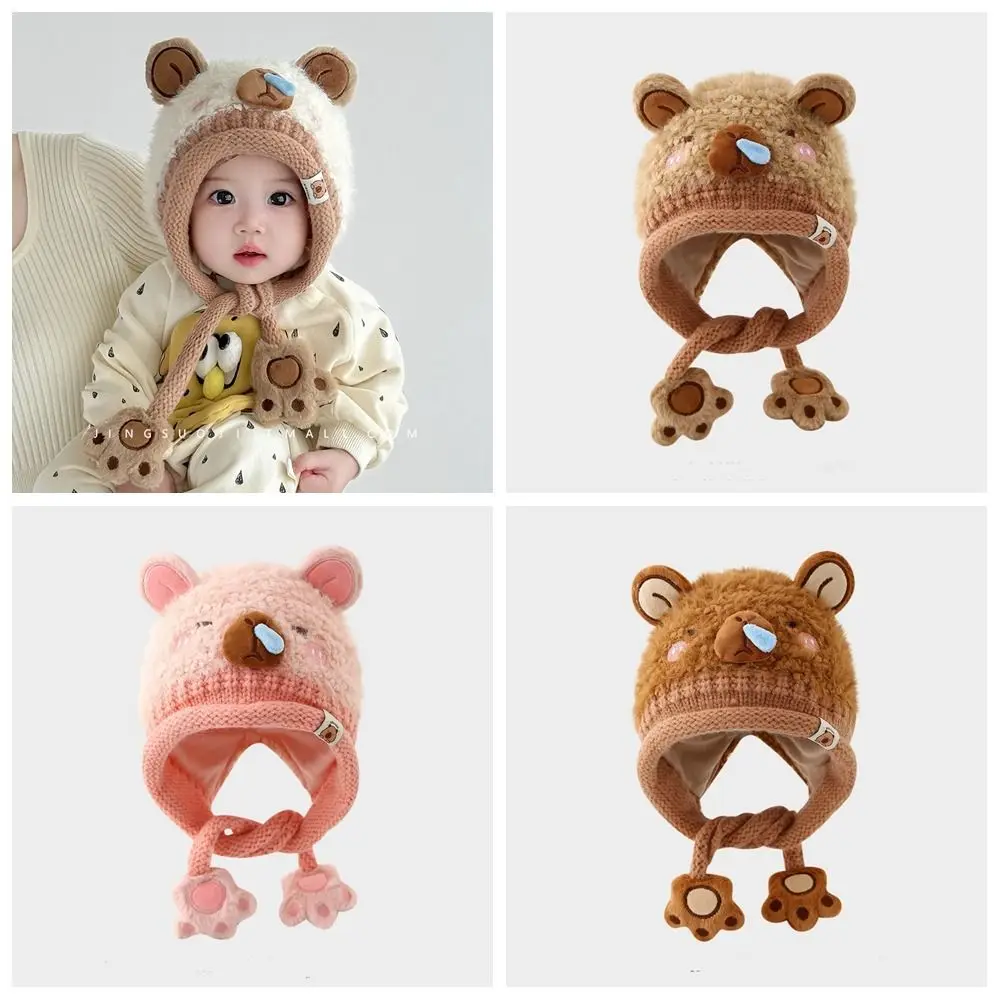 Warm Toddler's Knitted Hat Thickened Coldproof Baby Ear Protection Cap Breathable Soft Capybara Beanie Caps Cold Weather Wear