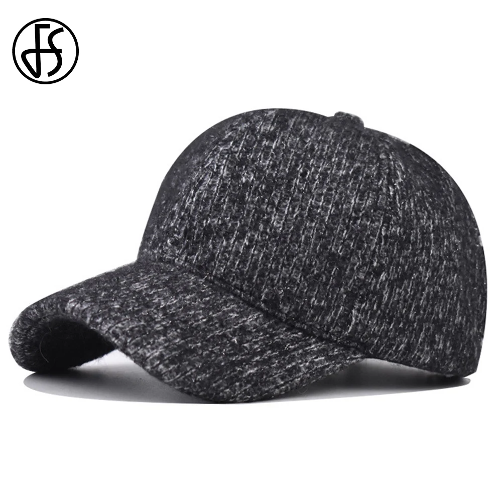 

FS Fashion Gray Woolen Baseball Caps Street Snapback Hip Hop Winter Hats For Women Keep Warm Solid Men Cap Gorras Hombre 2023