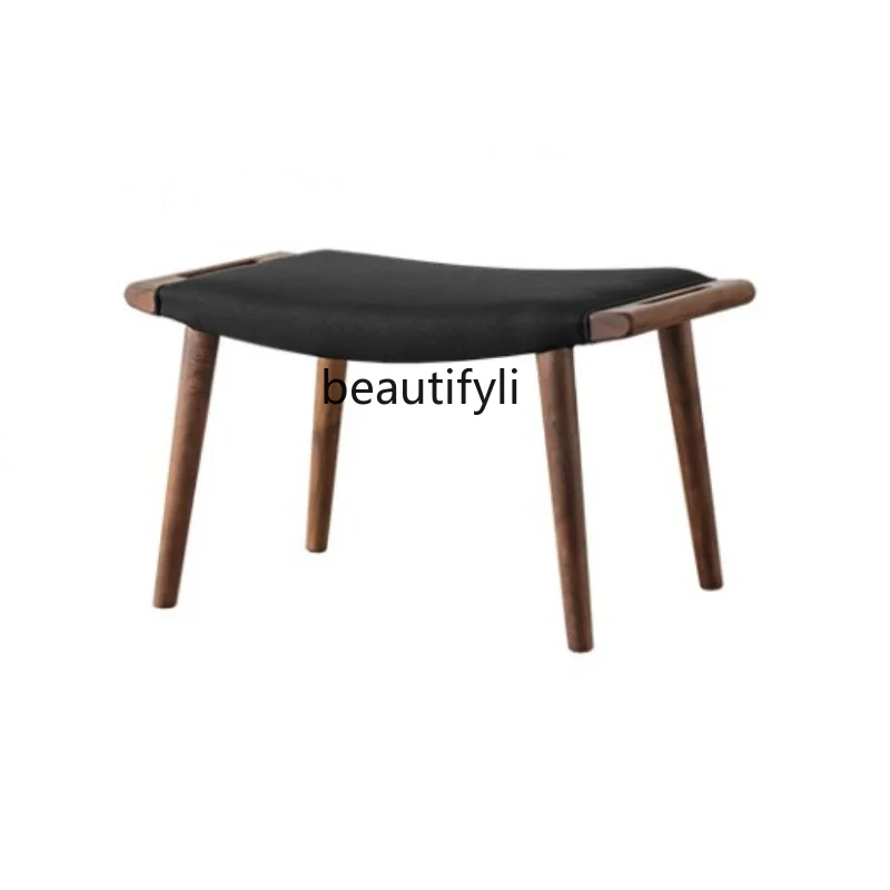 

Nordic Solid Wood Dressing Stool Simple Stool North America Black Walnut Makeup Stool Shoe Changing Stool Soft Surface Stool