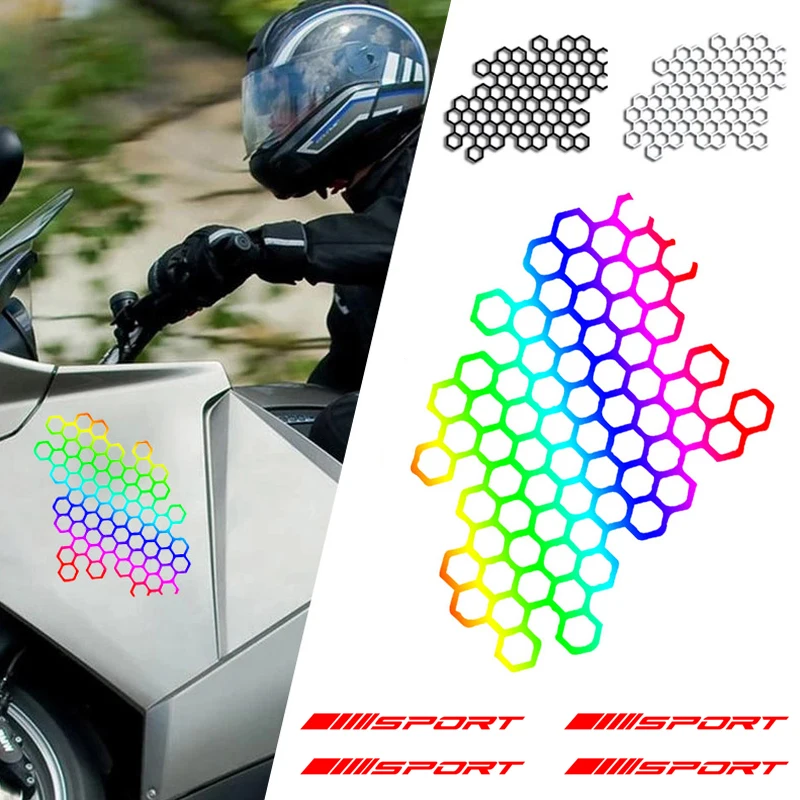 New Motorcycle Sticker Honeycomb Helmet Decals Stickers Helmet Decal Waterproof Stickers Motorcycle Decals Exterior Accessories