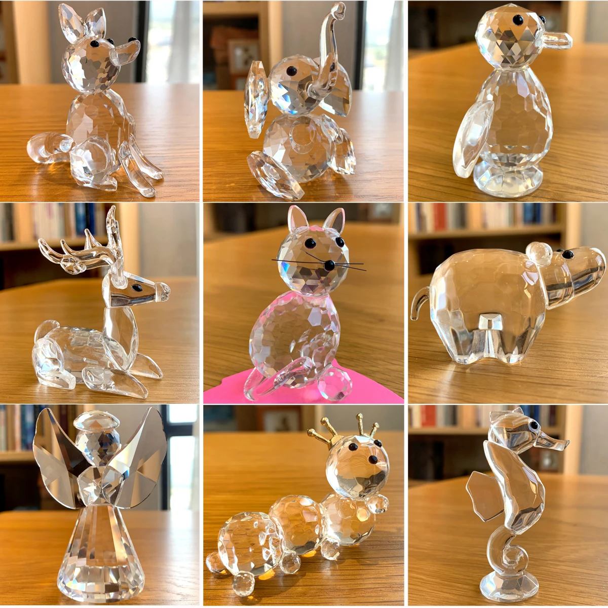 30 Styles Clear Crystal Cute Animal Figurines Glass Sculpture Paperweight Home Decors Table Ornament Xmas Kids Lady Favor Gift