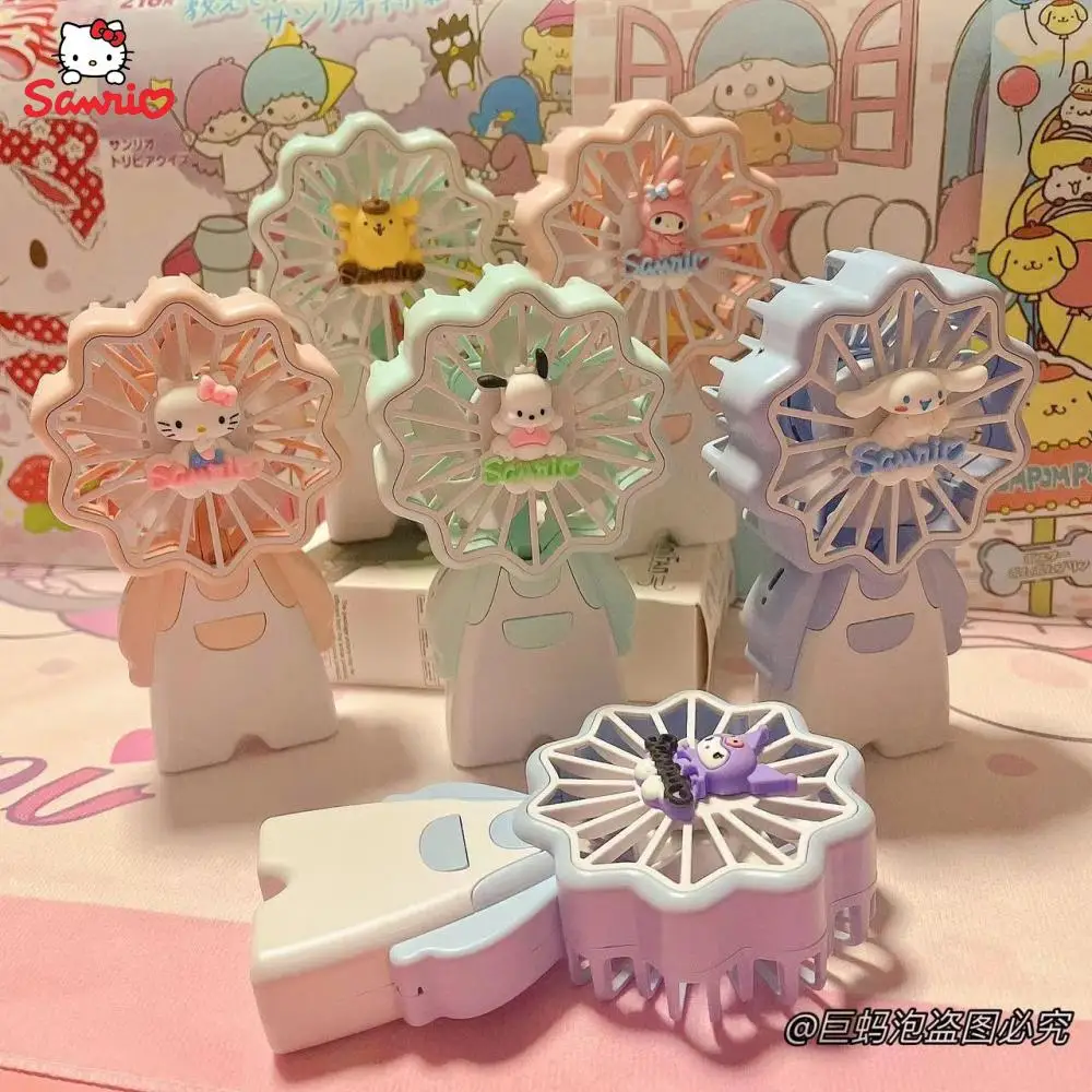 

Cartoon Sanrios Accessories Hello Kitty Cinnamoroll Kuromi My Melody Kawaii Cute Girls Small Fan Students Portable Fan Kids Gift
