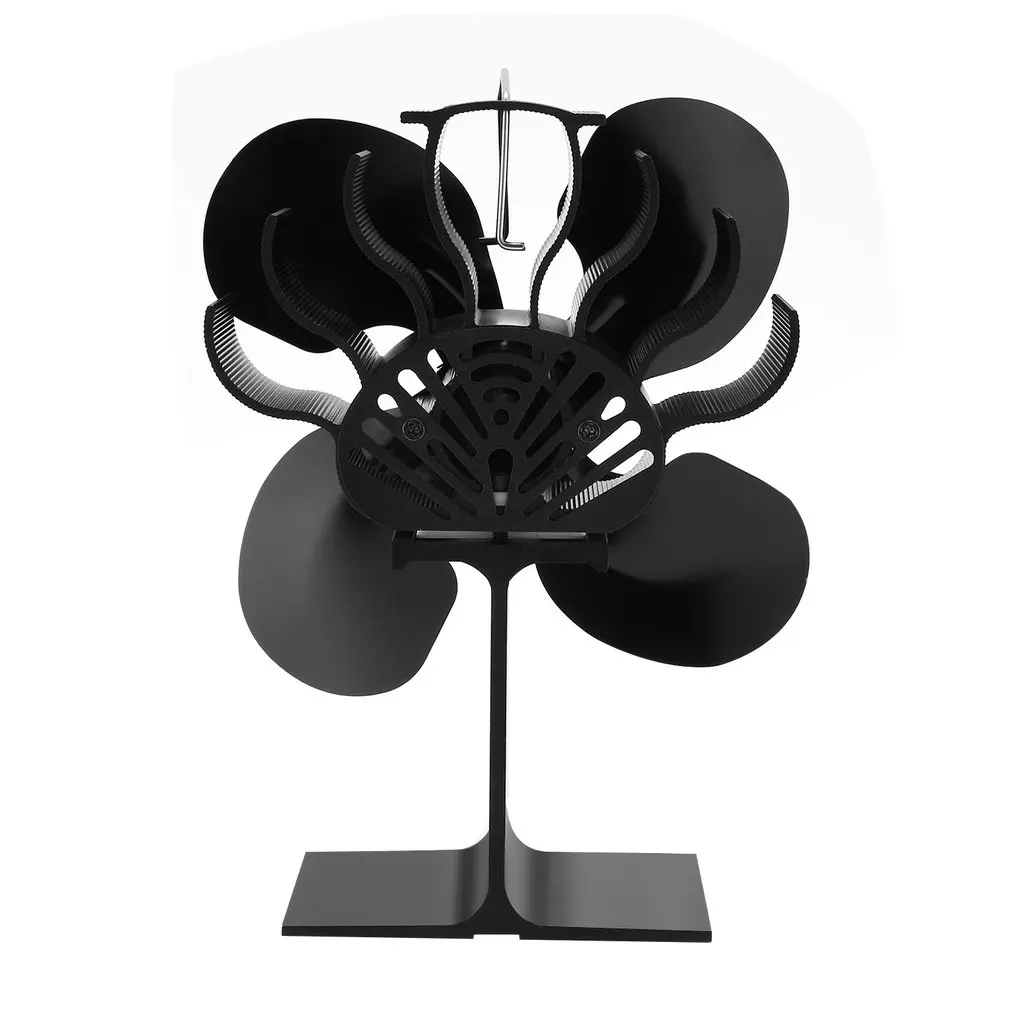 

4-Blade Black Fireplace Fan Heat-powered Stove Fan No Battery Or Electricity Required Log Wood Burner Eco Quiet Fan Wholesale
