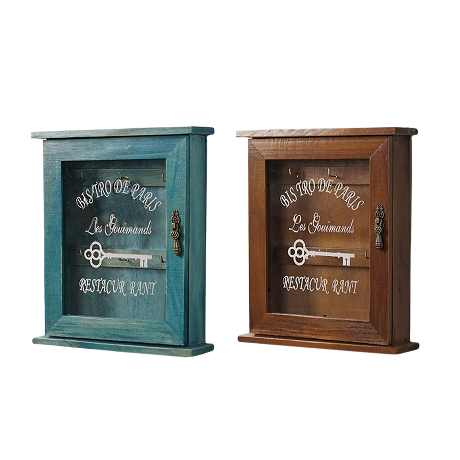 Wood Key Holder Rustic Wall Hanging Retro Entryway Key Storage