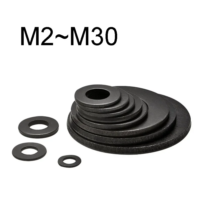 2~50PCS Black Alloy Steel Washer M2 M2.5 M3 M4 M5 M6 M8 M10 M12 M14 M16 M20 M22 M24 M27 M30 Flat Gasket