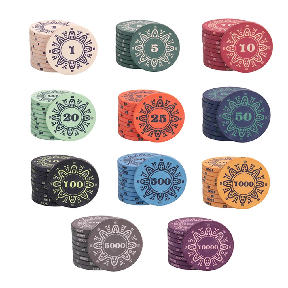 10pcsCeramicChips39mmVintageCeramicPokerChipsTexasHoldem